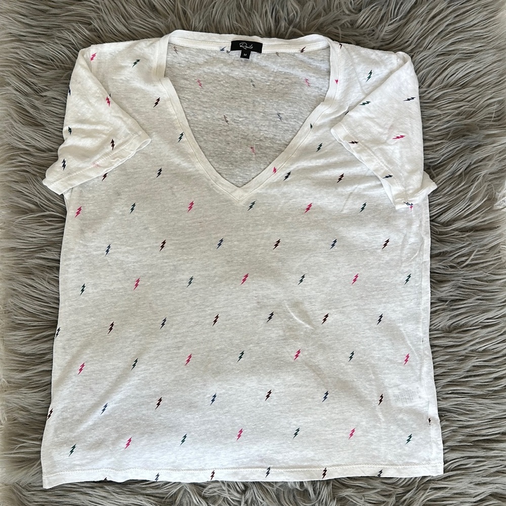 Rails Cara Rainbow Lightning Bolts V-Neck Linen B… - image 1